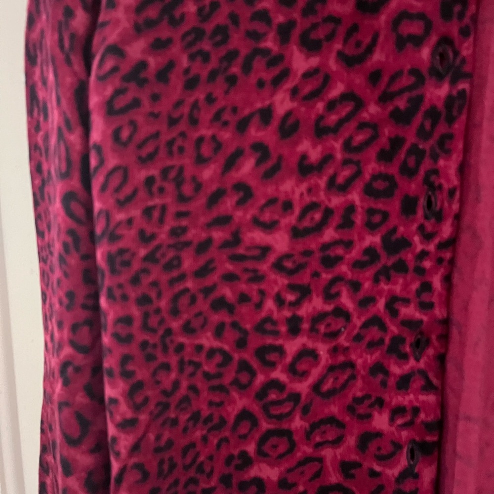 Talbots Pink Animal Print Cardigan - Picture 2 of 6